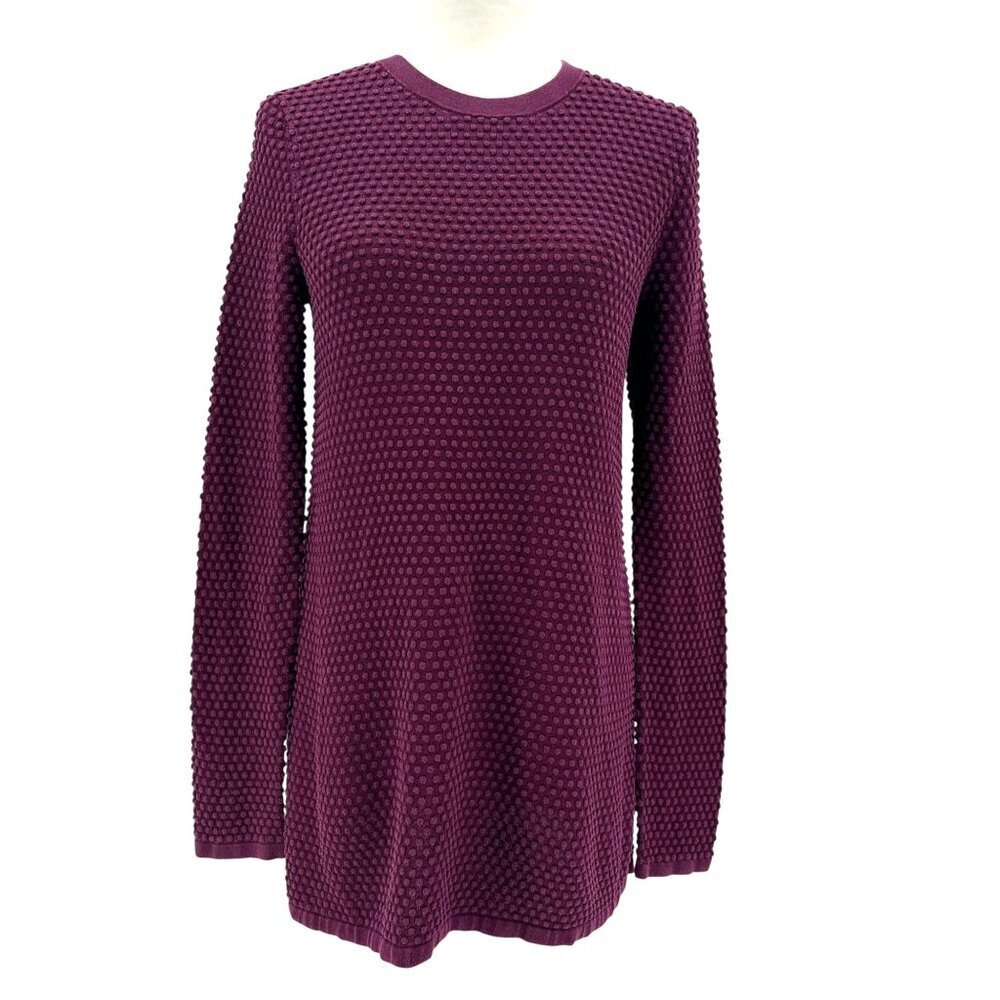 COS Womens Small Sweater Waffle Stitch Jumper Textured Dot Purple Cotton